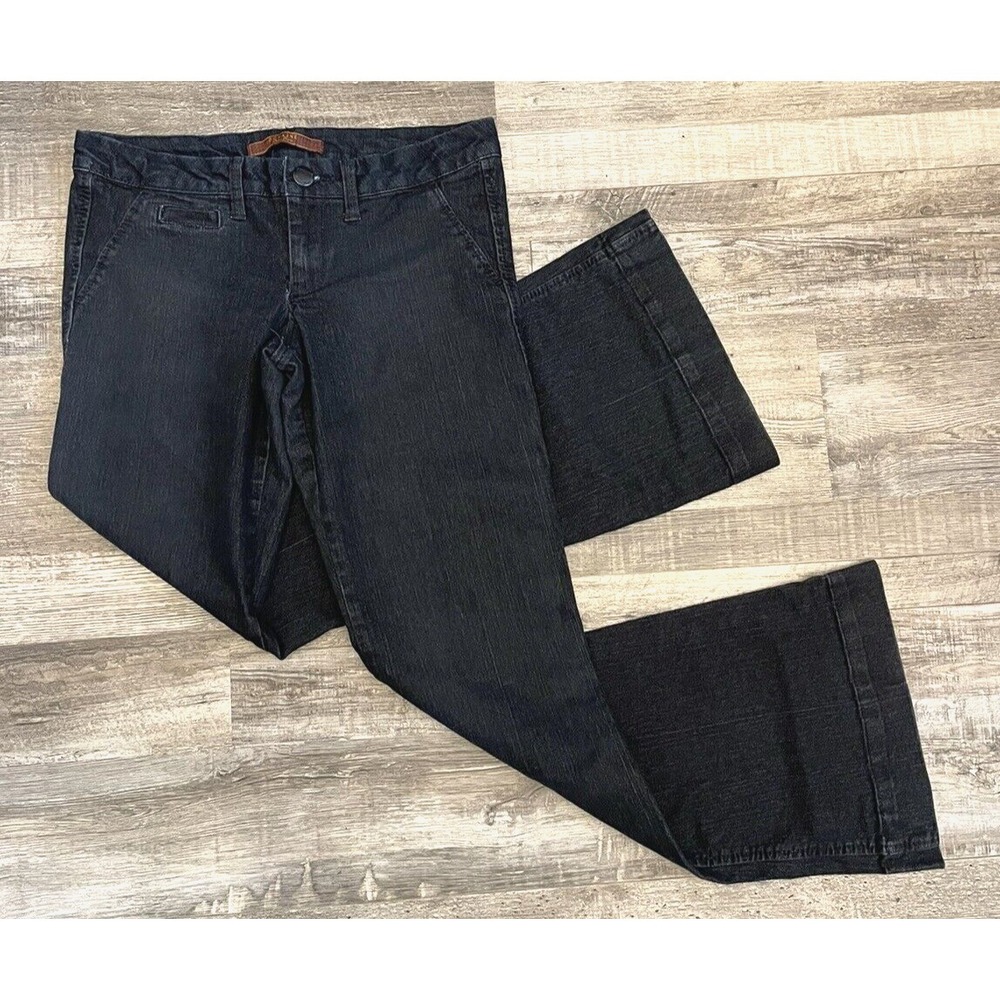 Domaine Brand Jeans Womens 7 Dark Wash Flare Y2K Style Low Rise Slash Pockets